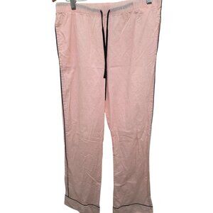 Victorias Secret Light Pink Pajama Pants Black Trim Elastic Waistband & Drawstri
